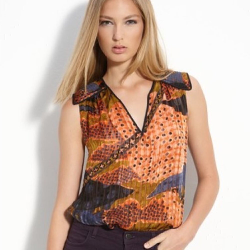 Anthropologie Of Two Minds 100% Silk Tank Top Sz M 64L